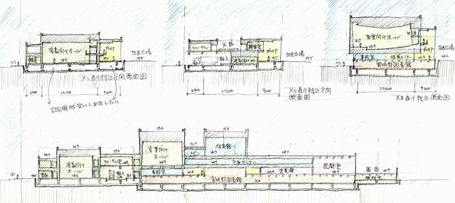 建築設計手描きスケッチ画像