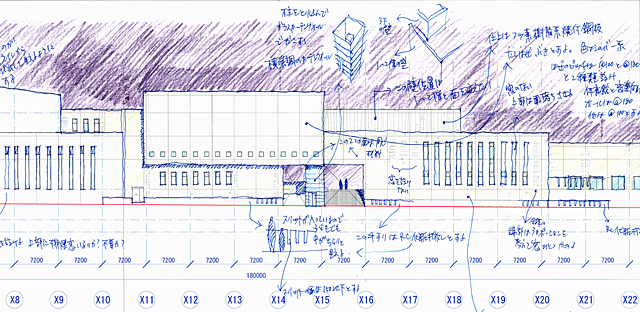 建築設計手描きスケッチ画像