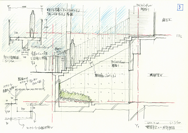 建築設計手描きスケッチ画像