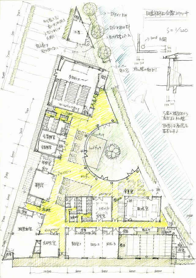 建築設計手描きスケッチ画像