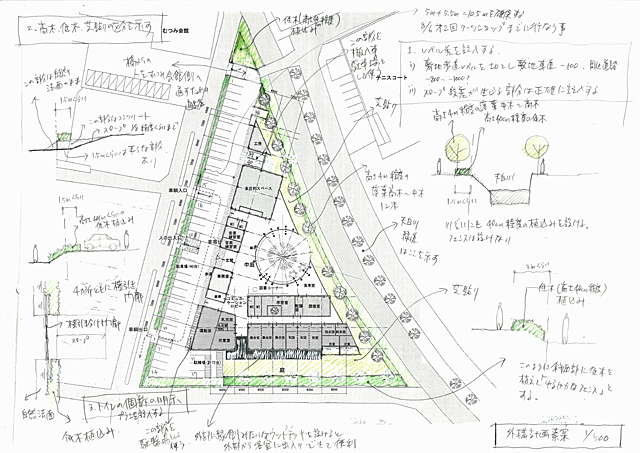 建築設計手描きスケッチ画像