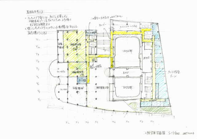 建築設計手描きスケッチ画像