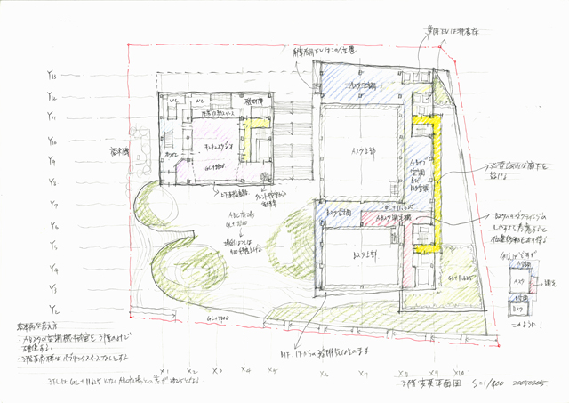 建築設計手描きスケッチ画像