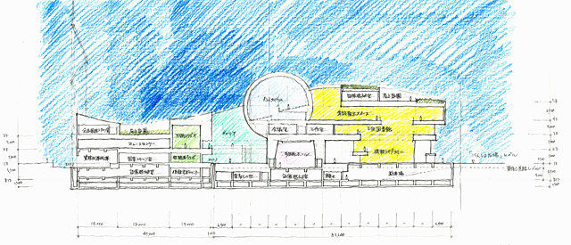 建築設計手描きスケッチ画像