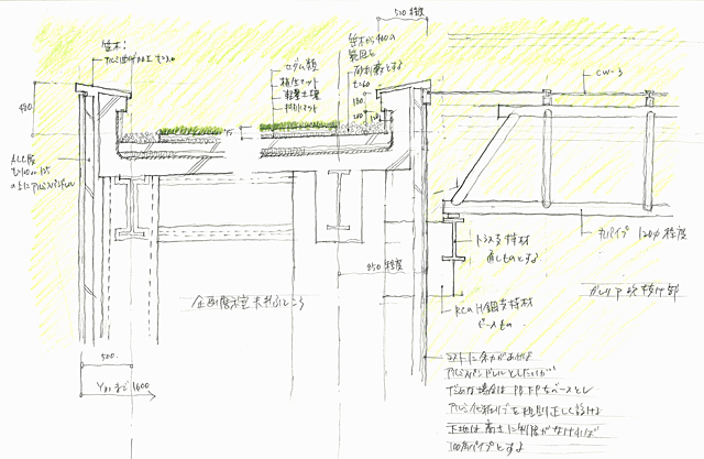 建築設計手描きスケッチ画像