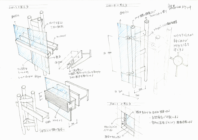 建築設計手描きスケッチ画像