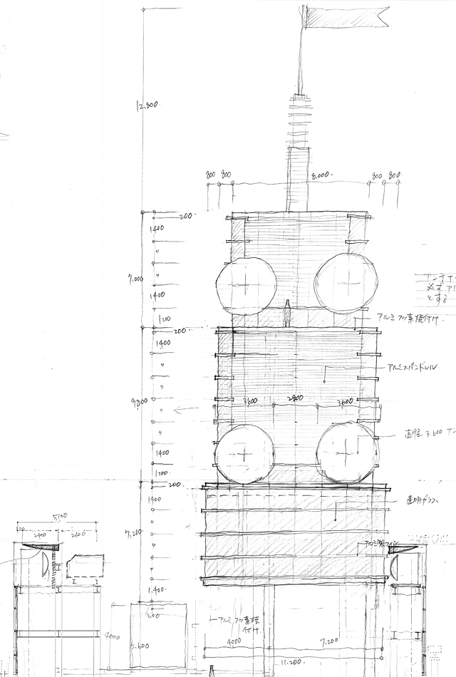 建築設計手描きスケッチ画像