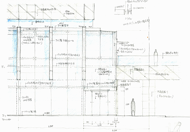 建築設計手描きスケッチ画像