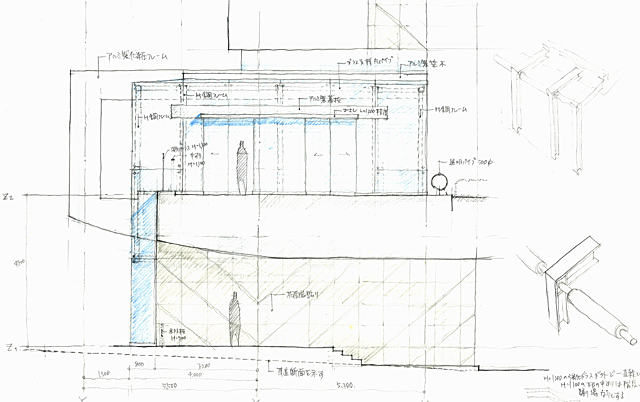 建築設計手描きスケッチ画像