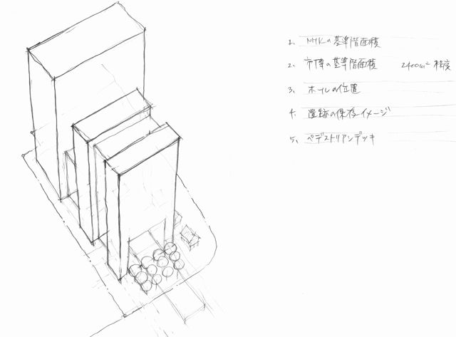 建築設計手描きスケッチ画像