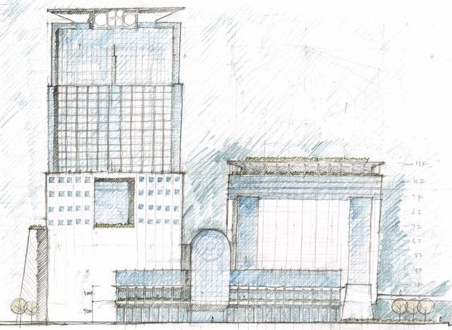 建築設計手描きスケッチ画像