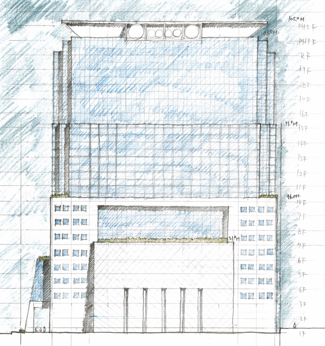 建築設計手描きスケッチ画像