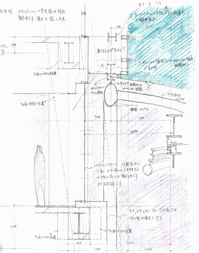 建築設計手描きスケッチ画像