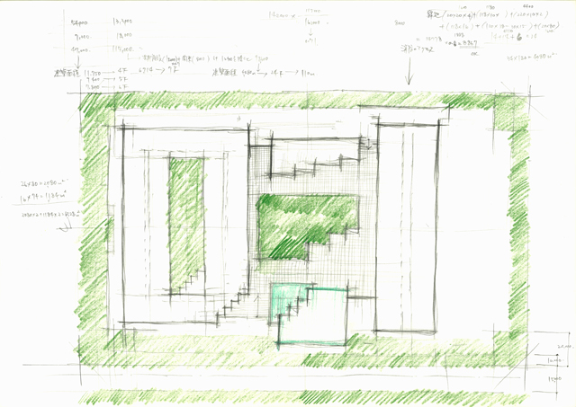 建築設計手描きスケッチ画像