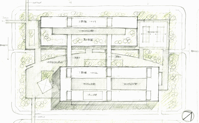 建築設計手描きスケッチ画像