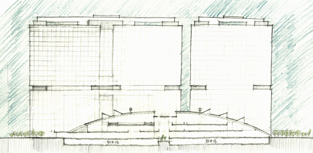 建築設計手描きスケッチ画像