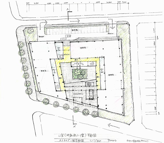 建築設計手描きスケッチ画像