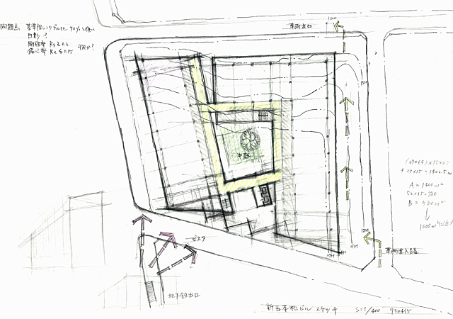 建築設計手描きスケッチ画像