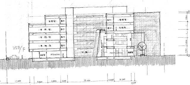 建築設計手描きスケッチ画像