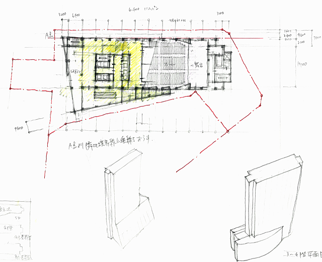 建築設計手描きスケッチ画像