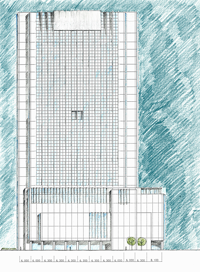 建築設計手描きスケッチ画像