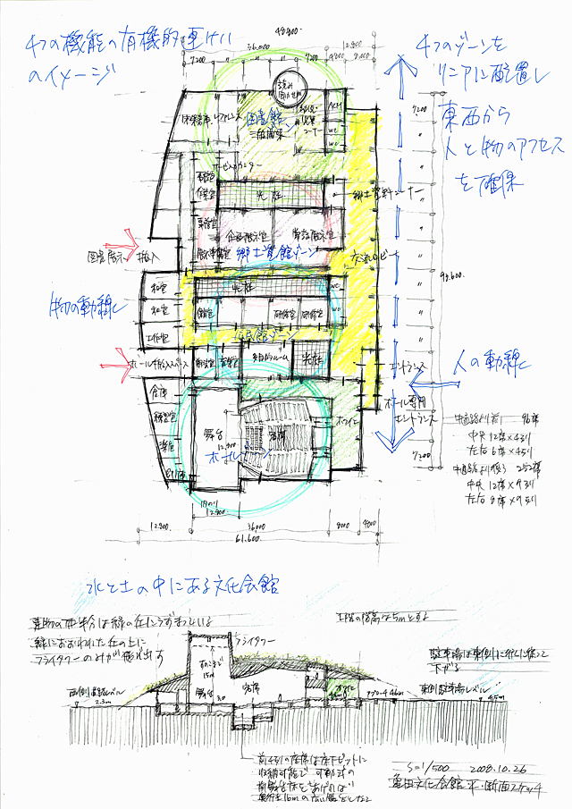 建築設計手描きスケッチ画像