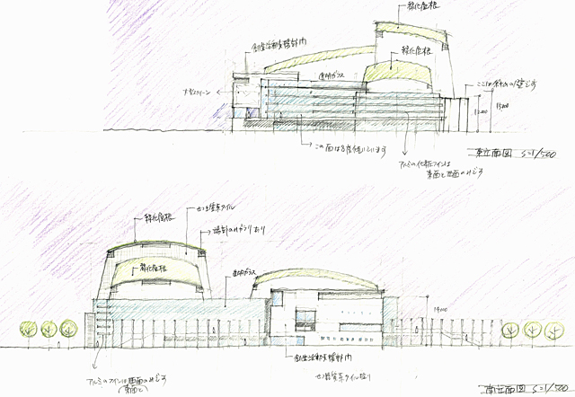 建築設計手描きスケッチ画像