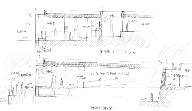 建築設計手描きスケッチ画像