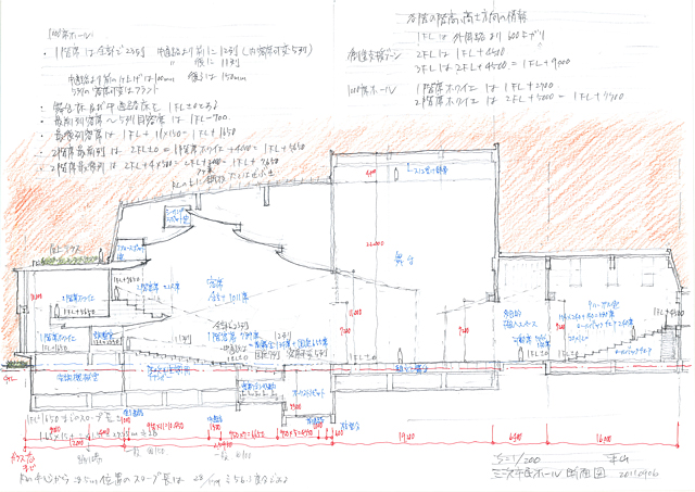 建築設計手描きスケッチ画像