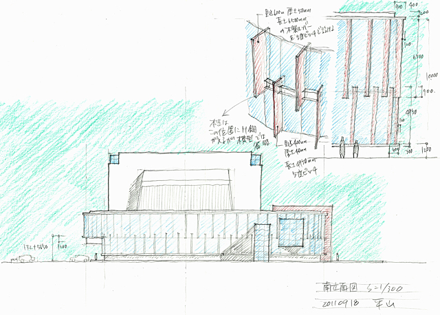 建築設計手描きスケッチ画像