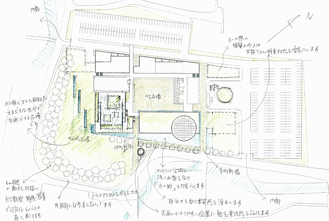 建築設計手描きスケッチ画像