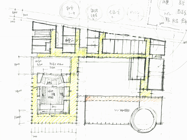 建築設計手描きスケッチ画像