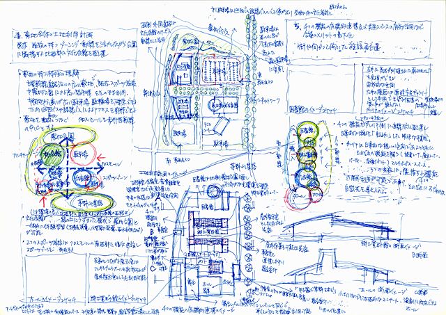 建築設計手描きスケッチ画像