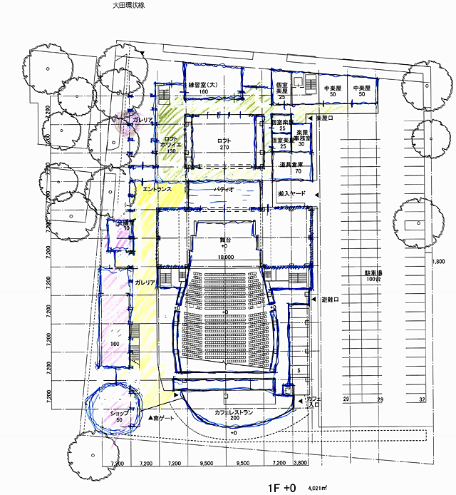 建築設計手描きスケッチ画像