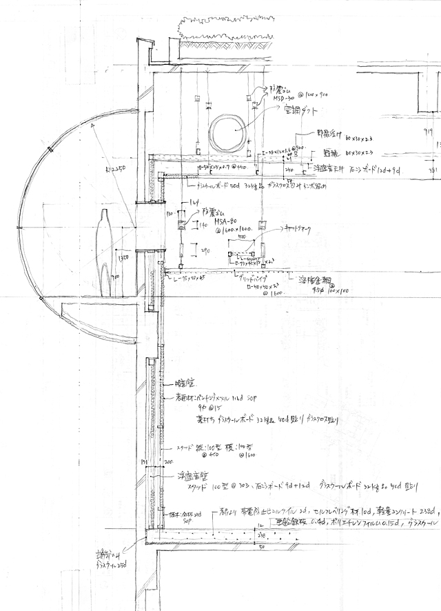 建築設計手描きスケッチ画像