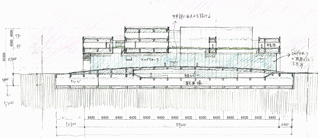 建築設計手描きスケッチ画像