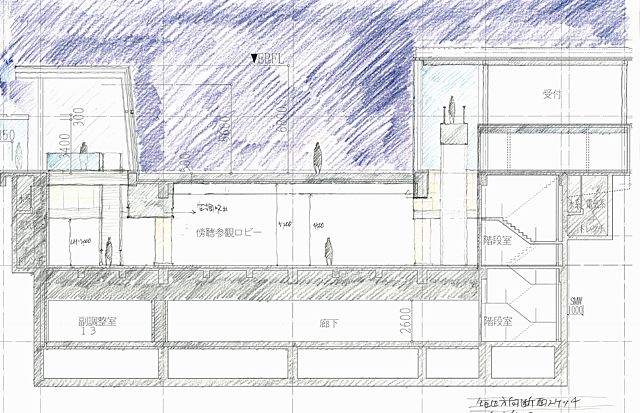 建築設計手描きスケッチ画像