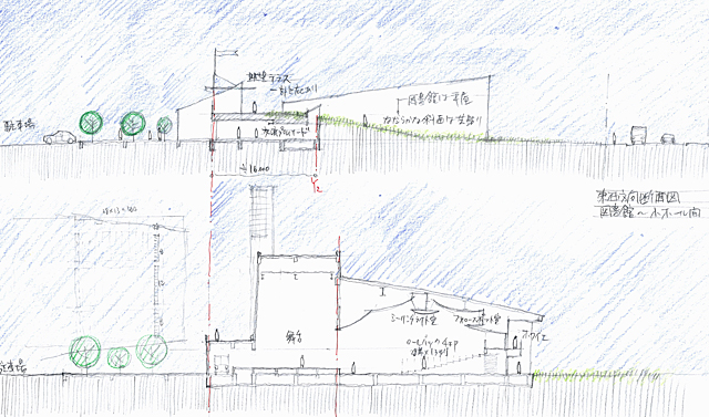 建築設計手描きスケッチ画像